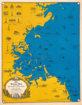 1970 Edward Rowe Snow Pictorial Map of Boston Bay