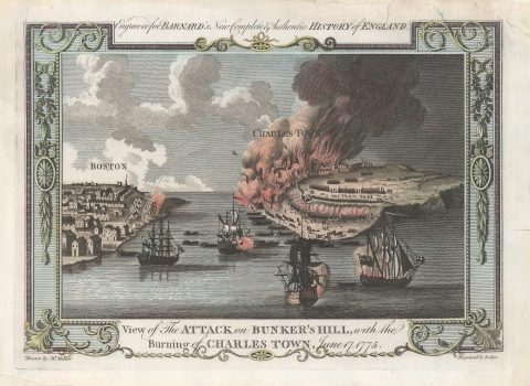 1783 Lodge / Millar View Map of Boston, Charleston, and Battle of Bunker Hill