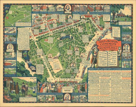 1930 Tyng Pictorial Historical Map of Boston Common, Boston, Massachusetts