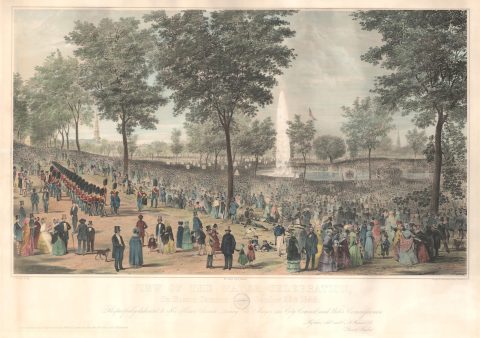 1849 Smith / Rowse View of Boston Common Water Celebration