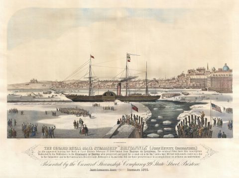1876 Cunard Lines View of Boston, Massachusetts