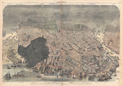 1872 Harper's Weekly View of Boston After Great Fire