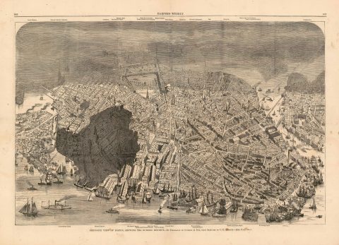 1872 Harper's Weekly View of Boston After Great Fire