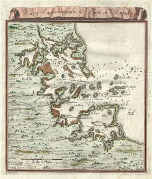 1763 Terreni Map of Boston, Massachusetts and its Vicinity
