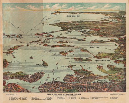 1920 Union News Company View Map of Boston Harbor and Cape Cod, Massachusetts