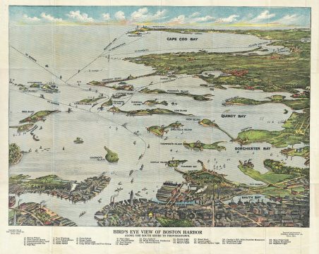 1920 View Map of Boston Harbor and Cape Cod, Massachusetts