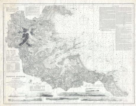 1867 U. S. Coast Survey Nautical Chart or Maritime Map of Boston Harbor