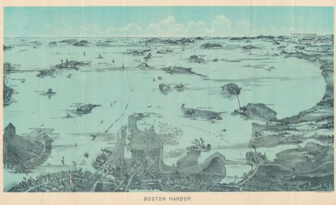 1925 Walker View Map of Boston Harbor, Boston, Massachusetts