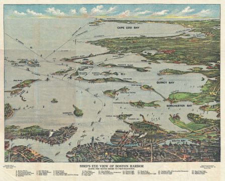 1920 Union News Company View Map of Boston Harbor and Cape Cod, Massachusetts