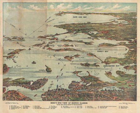 1920 Union News Company View Map of Boston Harbor and Cape Cod, Massachusetts