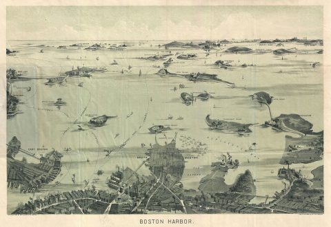 1897 Walker View Map of Boston Harbor, Massachusetts