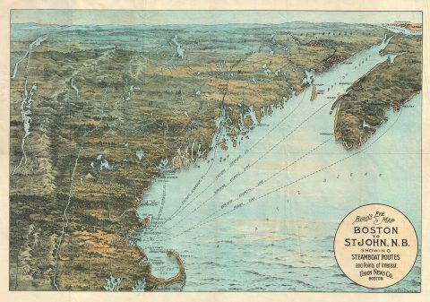 1900 Walker View Map of New England Coast: Cape Cod, Boston, Maine