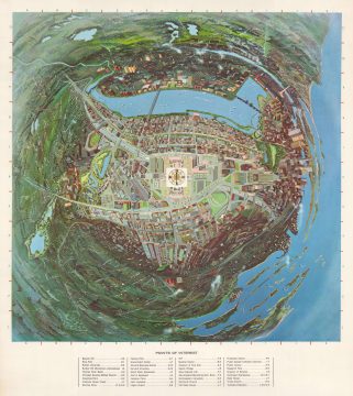 1964 Bird's Eye View Map of Boston From the Top of the Prudential Center