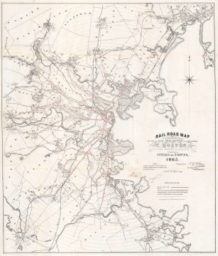 1865 Chase Railroad Map of Boston, Massachusetts, and Vicinity