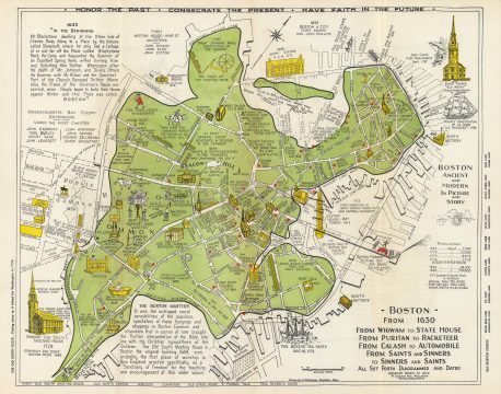 1947 Chisholm and Winn Pictorial Map of Boston w/ Paul Revere's Ride