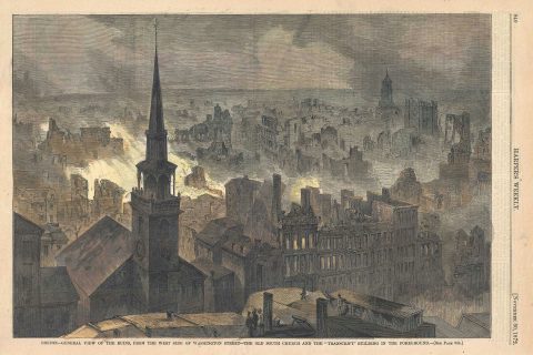 1872 Harper's Weekly of Boston in Ruins After Great Fire