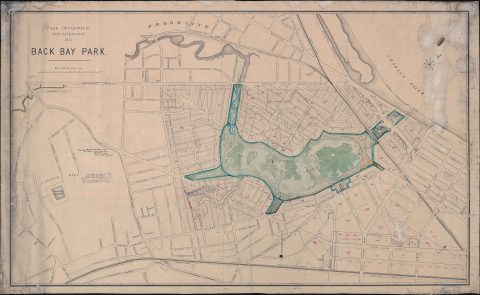 1880 Original Mansucript Planning of the Back Bay's The Fens Park, Boston
