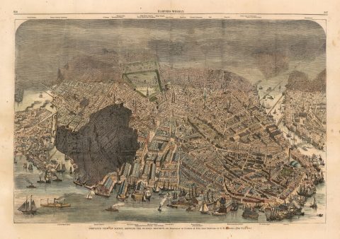 1872 Harper's Weekly View of Boston After Great Fire