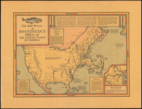 1936 Wallingford Map : A Bostonian's View of the United States
