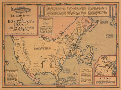 1936 Wallingford Map : A Bostonian's View of the United States