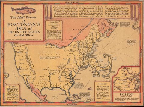 1936 Wallingford Map : A Bostonian's View of the United States