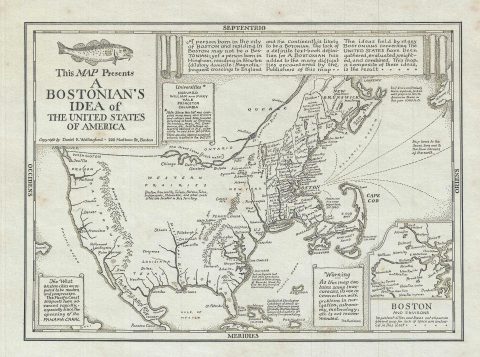 1930 Wallingford Map: A Bostonian's View of the United States