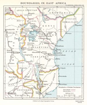 1926 Royal Geographical Society Map of East Africa: Kenya, Tanzania