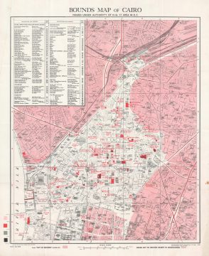 1945 Survey of Egypt City Plan or Map of Cairo, Egypt