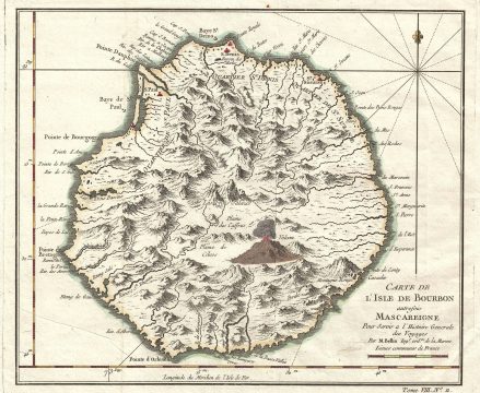 1750 Bellin Map of Bourbon or Reunion Island