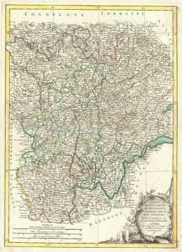 1771 Bonne Map of Burgundy, Franche-Comté, and Lyonnais, France