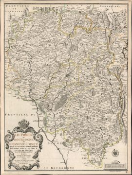 1708 De Fer Map of Burgundy and Franche Comte, France  (Burgundy Wine)