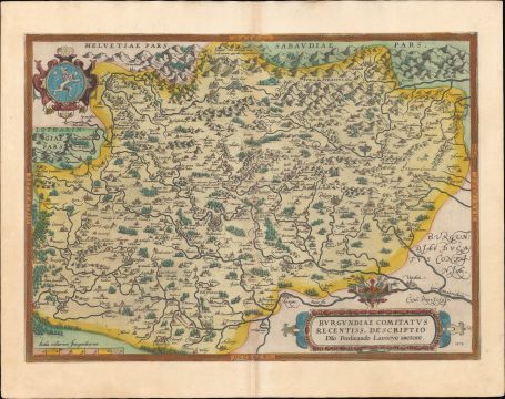 1595 Ortelius Map of Burgundy, France