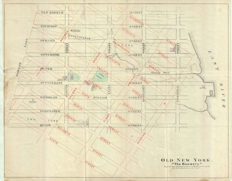 1868 Valentine Map of The Bowery in Old New York City