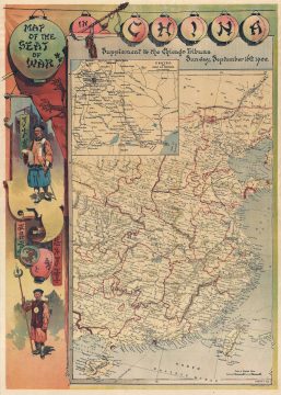 1900 Chicago Tribune Pictorial Boxer Rebellion Map of China