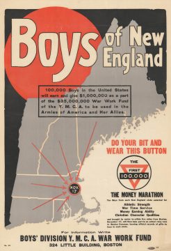 1917 YMCA War Work Fund Propaganda Map of New England