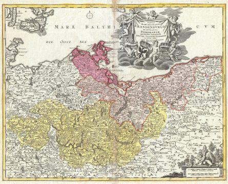 1720 Homann Map of Brandenberg and Pomerania, Germany