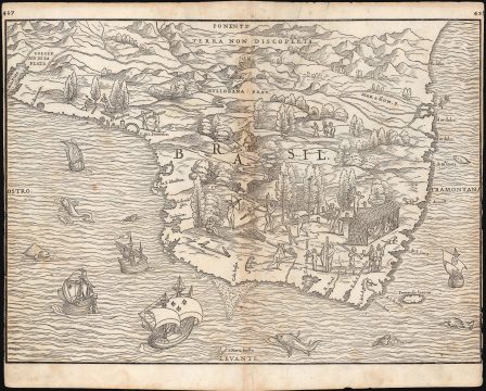 1556 Ramusio Map of Brazil