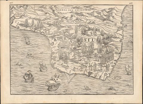1565 Ramusio Map of Brazil