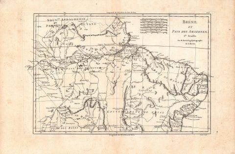 1788 Bonne Map of Northern Brazil, Guyana, the Amazon