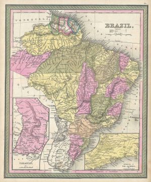 1849 Mitchell Map of Brazil, Paraguay and the Guianas