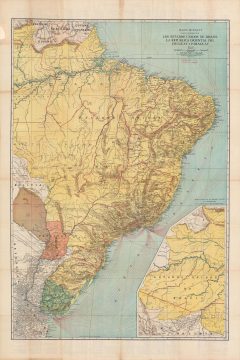 1924 Rand McNally Spanish-language Map of Brazil, Paraguay, Uruguay
