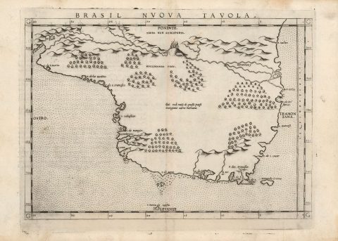 1574 Ruscelli Map of Brazil