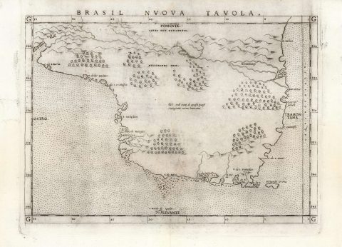 1561 Ruscelli Map of Brazil