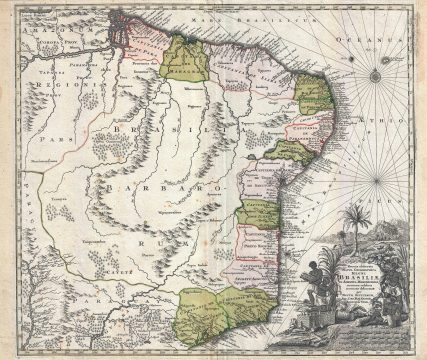 1730 Seutter Map of Brazil