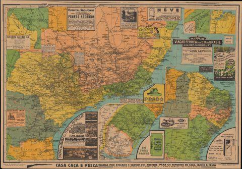 1946 Guia Levi Railway Map of Brazil and Uruguay, Plan of Sao Paulo