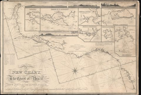 1847 Blachford Blueback Nautical Chart of Map of South Brazil