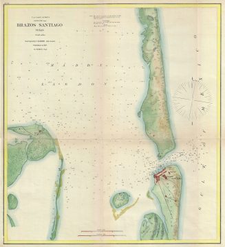 1867 U.S. Coast Survey Map of Brazos Santingo, Texas
