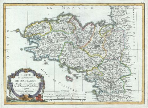 1771 Bonne Map of Brittany, France