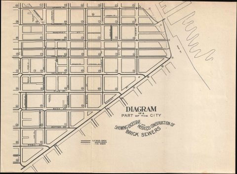 1893 Government Map of Brick Sewers in Financial District, San Francisco