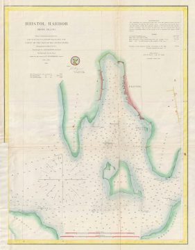 1862 U.S. Coast Survey Map of Bristol Harbor, Narragansett Bay, Rhode Island